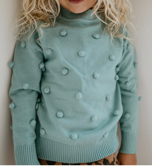 Teal Pom-Pom Sweater