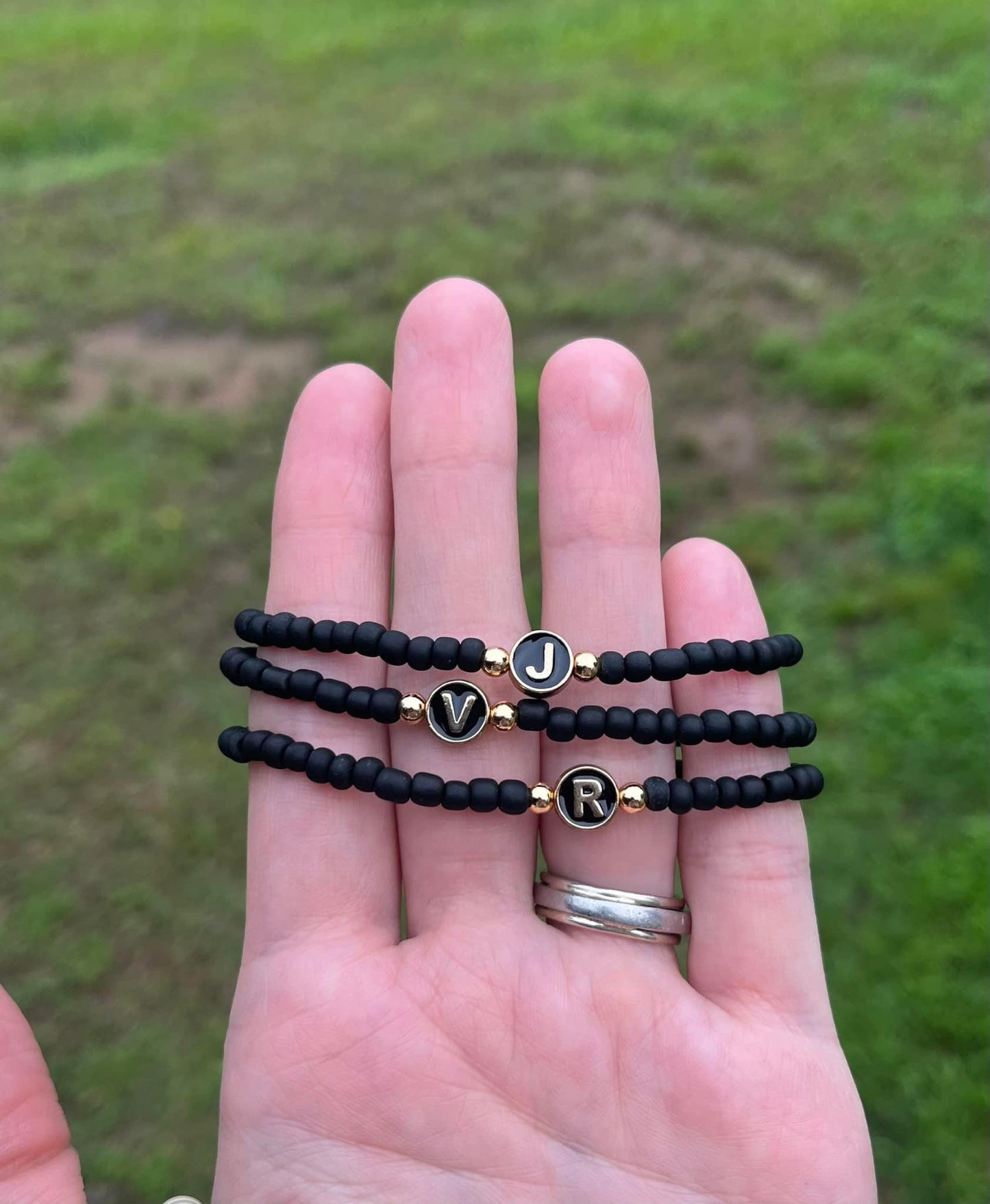 Black/Gold Initial Bracelet