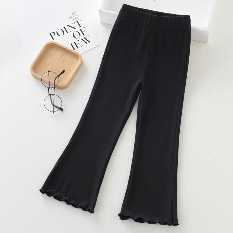 Black Ribbed Flare Pants